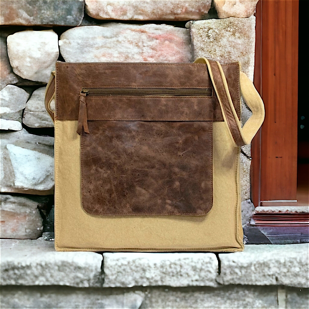 Vintage Addiction Large Canvas/Leather Tote Bag